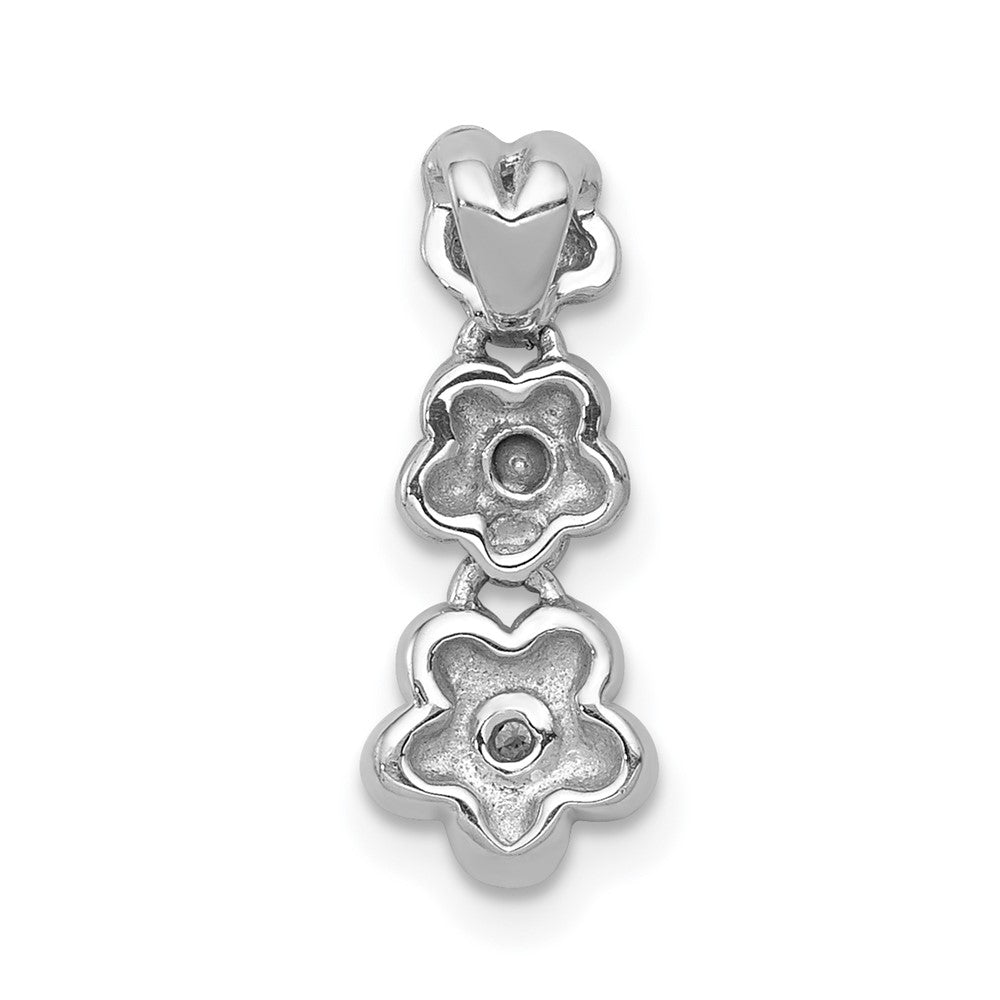 14k White Gold .01ct Real Diamond Flowers Pendant