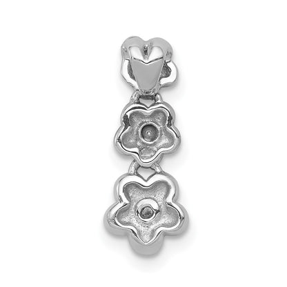 14k White Gold .01ct Real Diamond Flowers Pendant