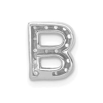 14K White Gold Real Diamond Letter B Initial Charm