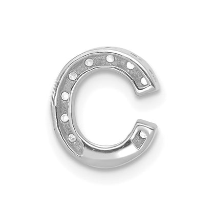 14K White Gold Real Diamond Letter C Initial Charm
