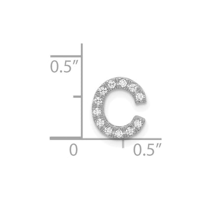 14K White Gold Real Diamond Letter C Initial Charm