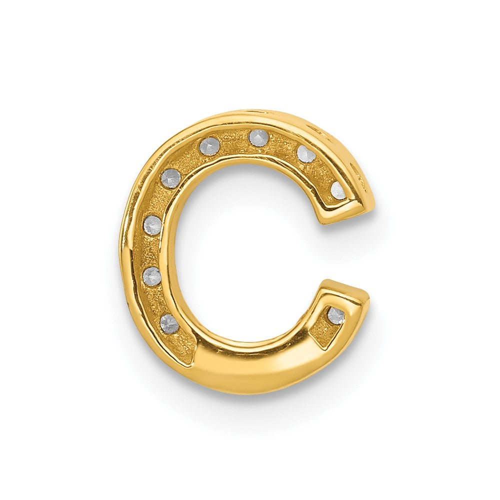 14K Yellow Gold Real Diamond Letter C Initial Charm
