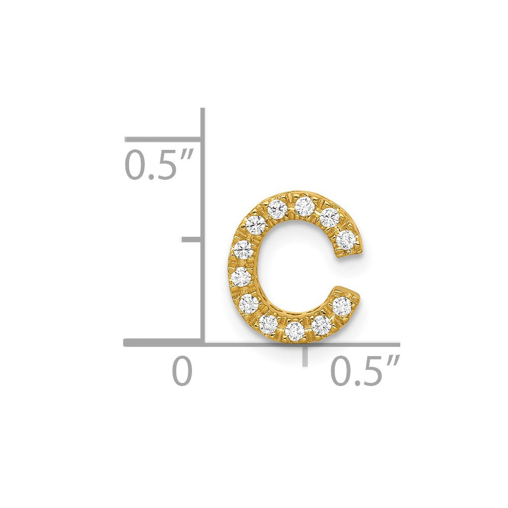 14K Yellow Gold Real Diamond Letter C Initial Charm