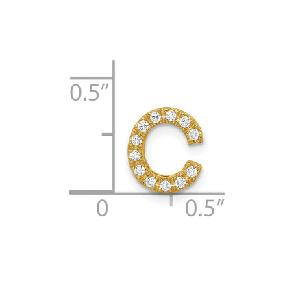 14K Yellow Gold Real Diamond Letter C Initial Charm
