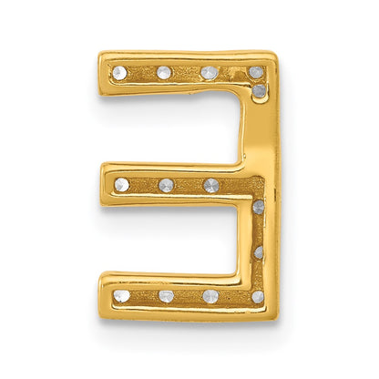 14K Yellow Gold Real Diamond Letter E Initial Charm
