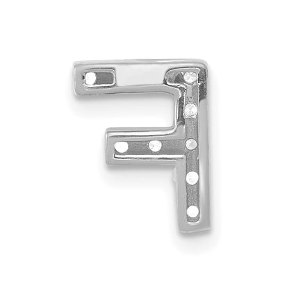 14K White Gold Real Diamond Letter F Initial Charm