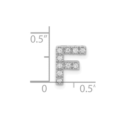 14K White Gold Real Diamond Letter F Initial Charm