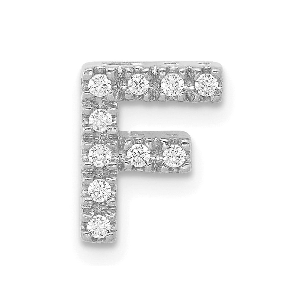 14K White Gold Real Diamond Letter F Initial Charm