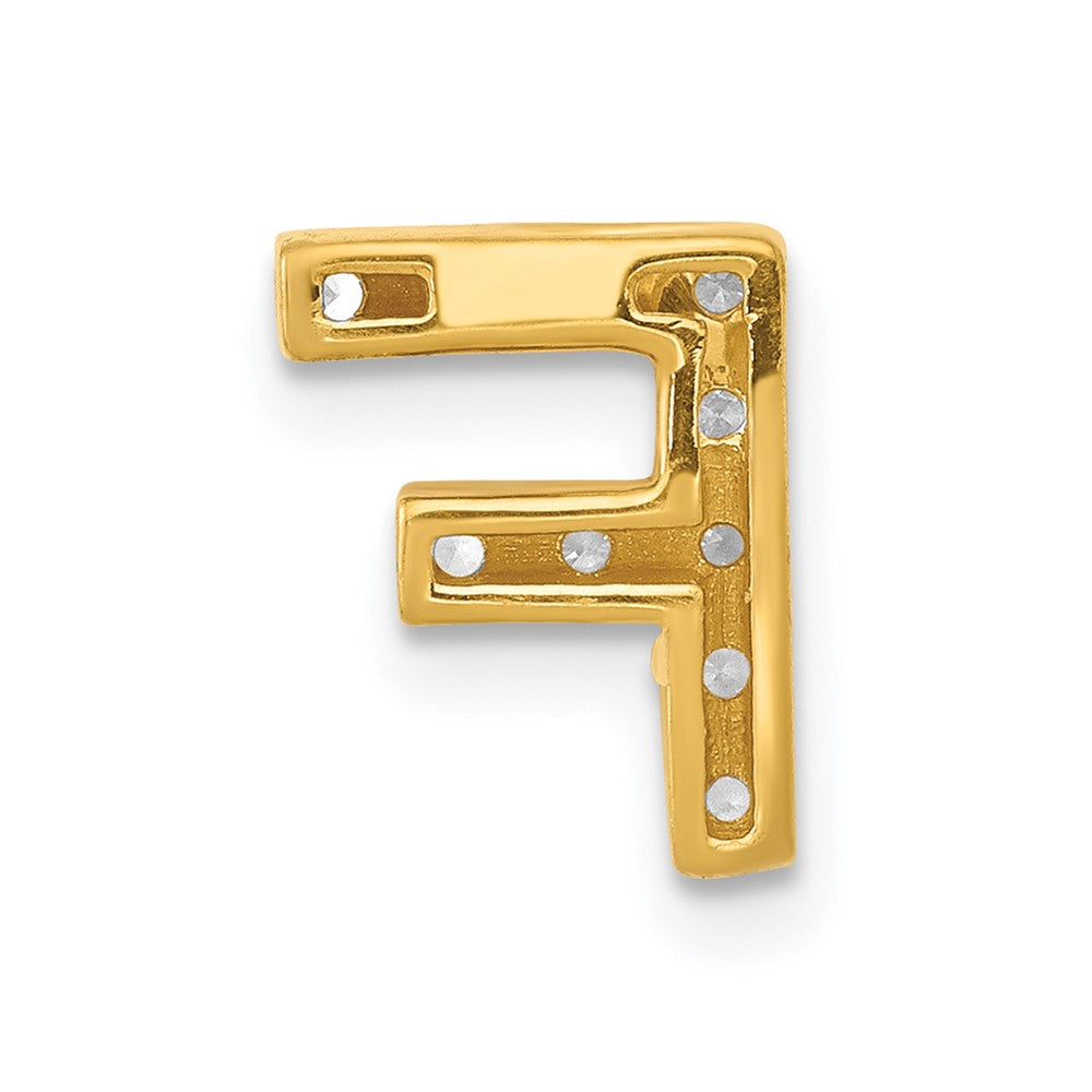 14K Yellow Gold Real Diamond Letter F Initial Charm