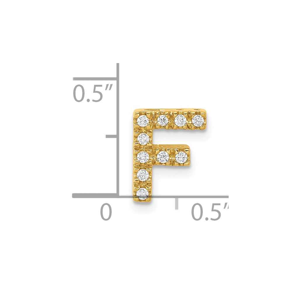 14K Yellow Gold Real Diamond Letter F Initial Charm
