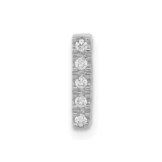 14K White Gold Real Diamond Letter I Initial Charm