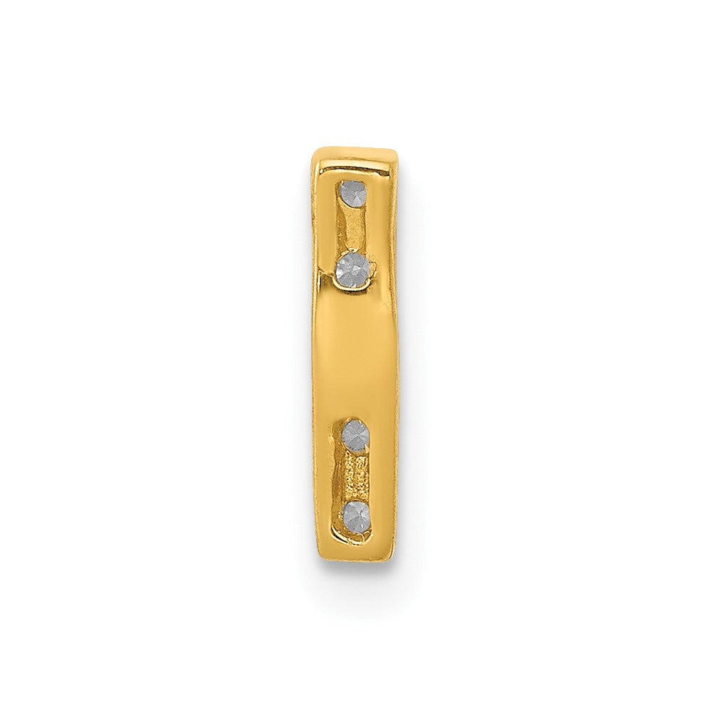 14K Yellow Gold Real Diamond Letter I Initial Charm