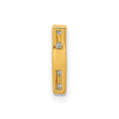 14K Yellow Gold Real Diamond Letter I Initial Charm