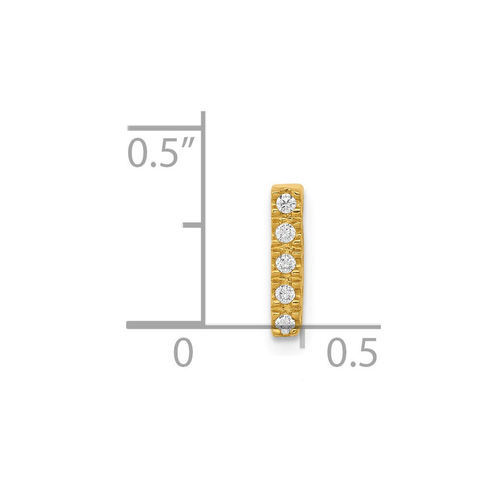 14K Yellow Gold Real Diamond Letter I Initial Charm