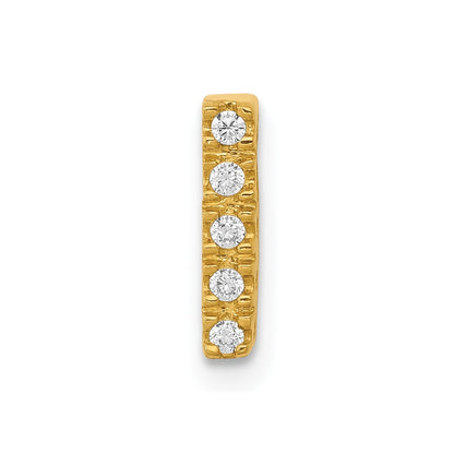 14K Yellow Gold Real Diamond Letter I Initial Charm