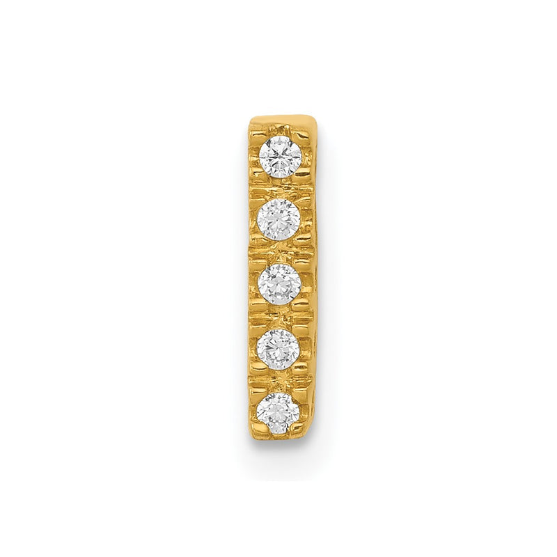 14K Yellow Gold Real Diamond Letter I Initial Charm