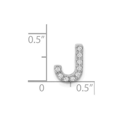 14K White Gold Real Diamond Letter J Initial Charm