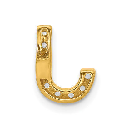 14K Yellow Gold Real Diamond Letter J Initial Charm
