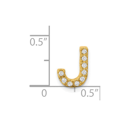 14K Yellow Gold Real Diamond Letter J Initial Charm