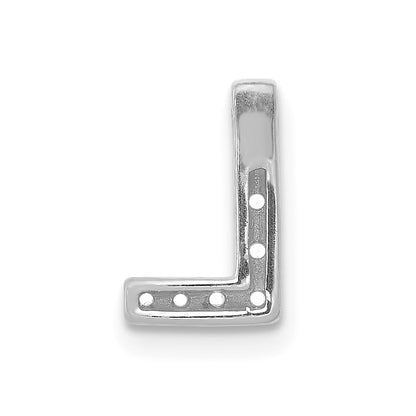 14K White Gold Real Diamond Letter L Initial Charm