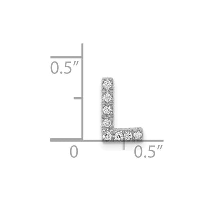14K White Gold Real Diamond Letter L Initial Charm