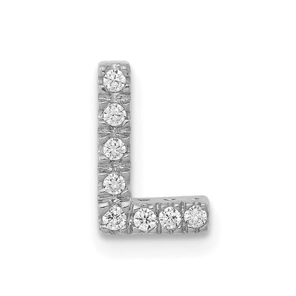 14K White Gold Real Diamond Letter L Initial Charm