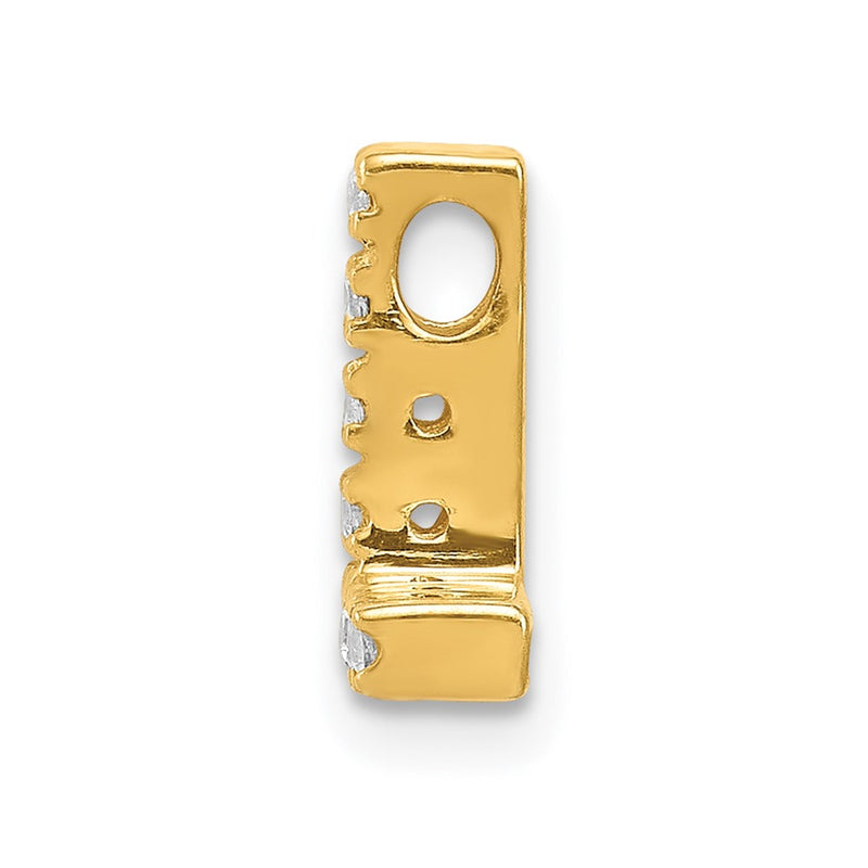 14K Yellow Gold Real Diamond Letter L Initial Charm