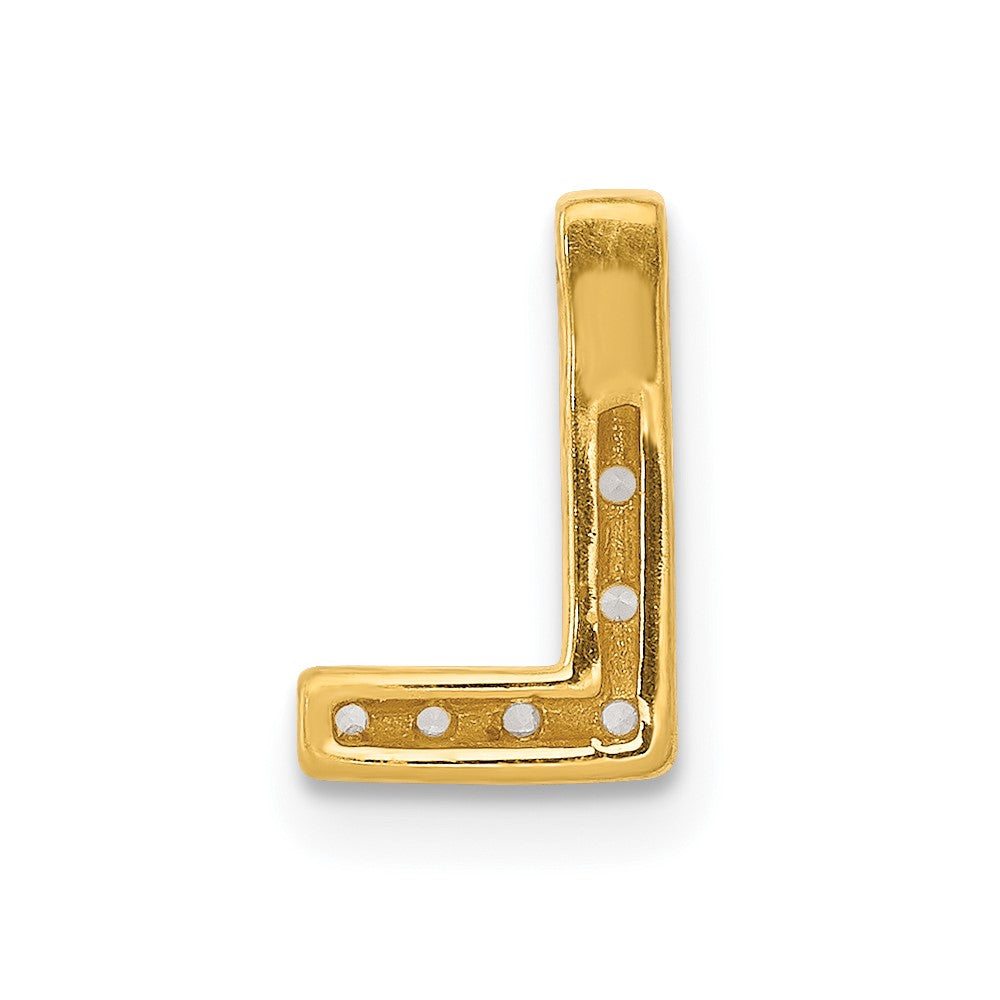14K Yellow Gold Real Diamond Letter L Initial Charm