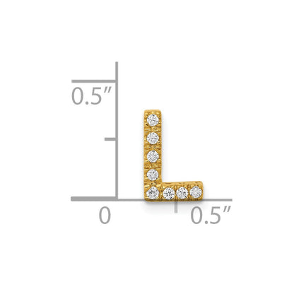 14K Yellow Gold Real Diamond Letter L Initial Charm