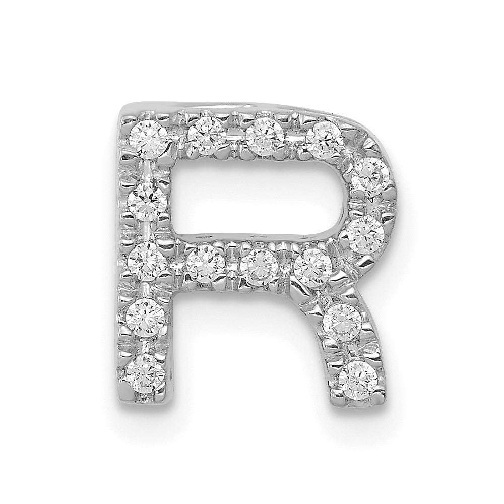 14k white gold real diamond letter r initial charm pm5221r 016 wa