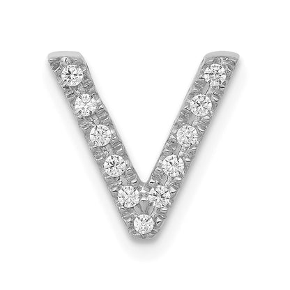 14k white gold real diamond letter v initial charm pm5221v 010 wa