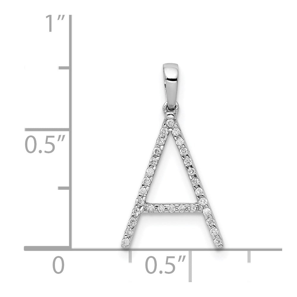 14K White Gold Real Diamond Letter A Initial Pendant