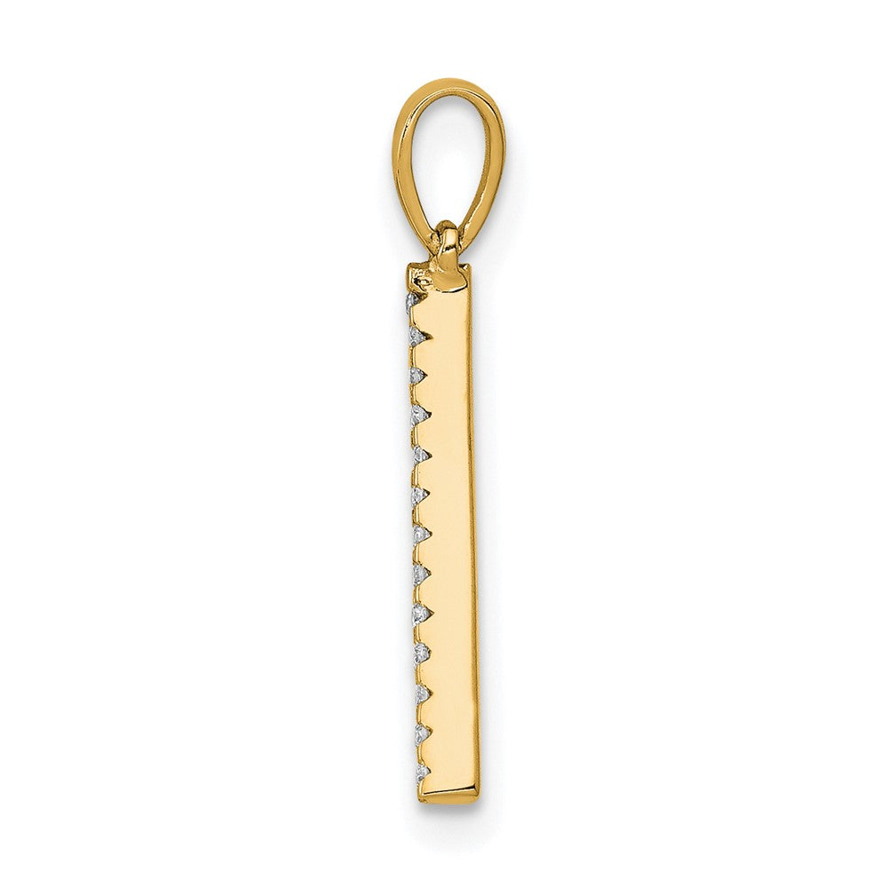14K Yellow Gold Real Diamond Letter A Initial Pendant