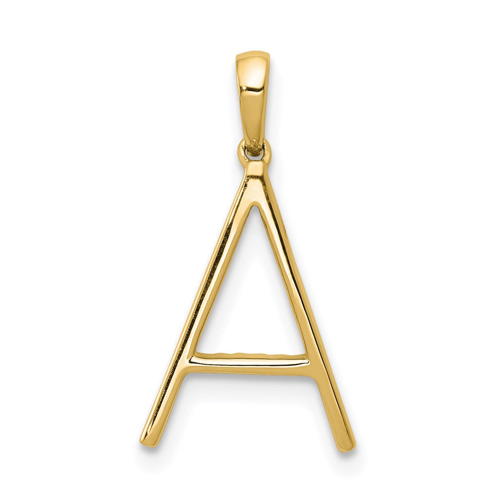 14K Yellow Gold Real Diamond Letter A Initial Pendant