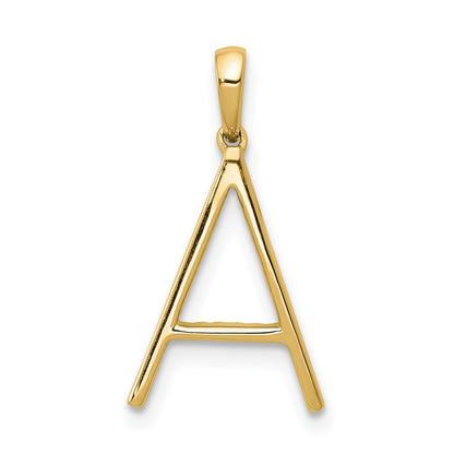 14K Yellow Gold Real Diamond Letter A Initial Pendant