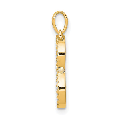 14K Yellow Gold Real Diamond Letter B Initial Pendant