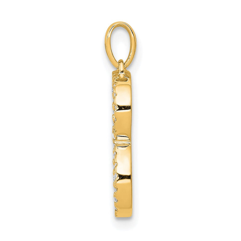 14K Yellow Gold Real Diamond Letter B Initial Pendant