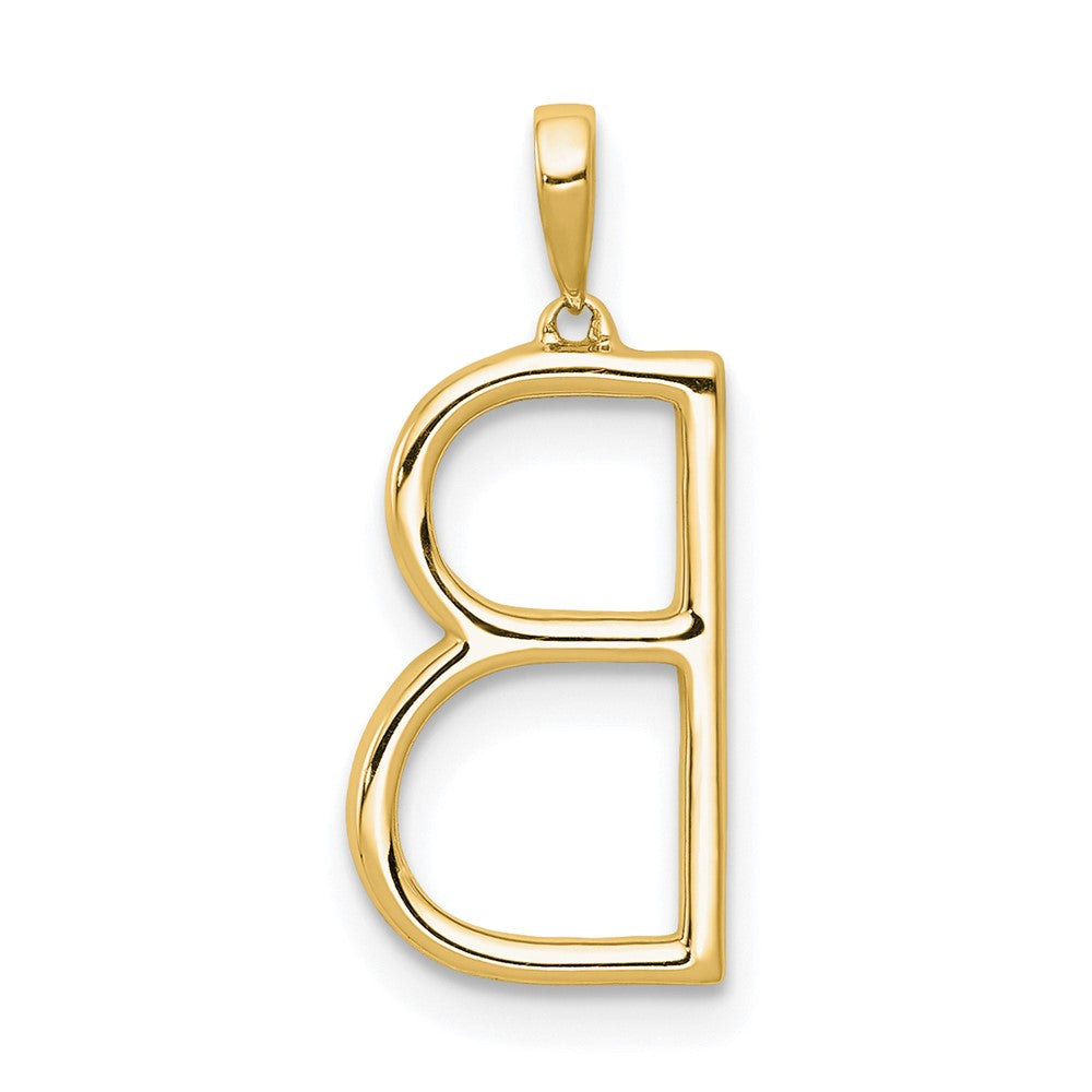 14K Yellow Gold Real Diamond Letter B Initial Pendant
