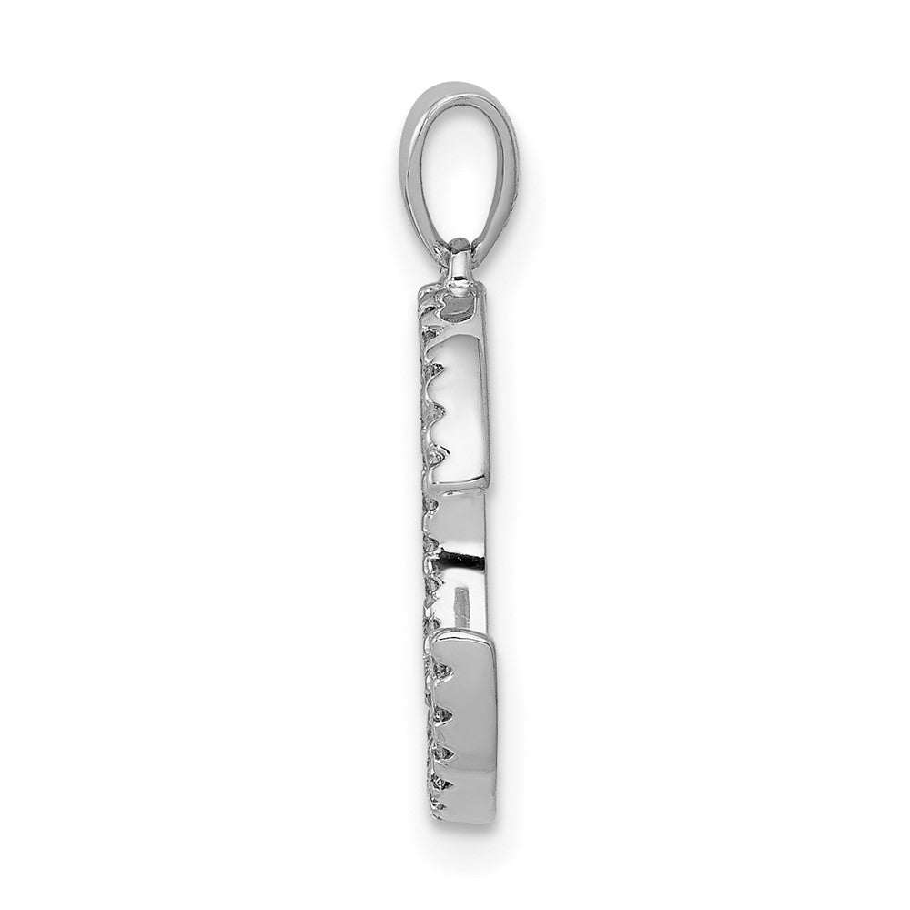 14K White Gold Real Diamond Letter C Initial Pendant