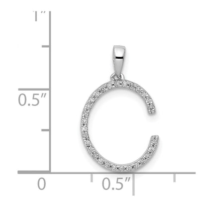 14K White Gold Real Diamond Letter C Initial Pendant