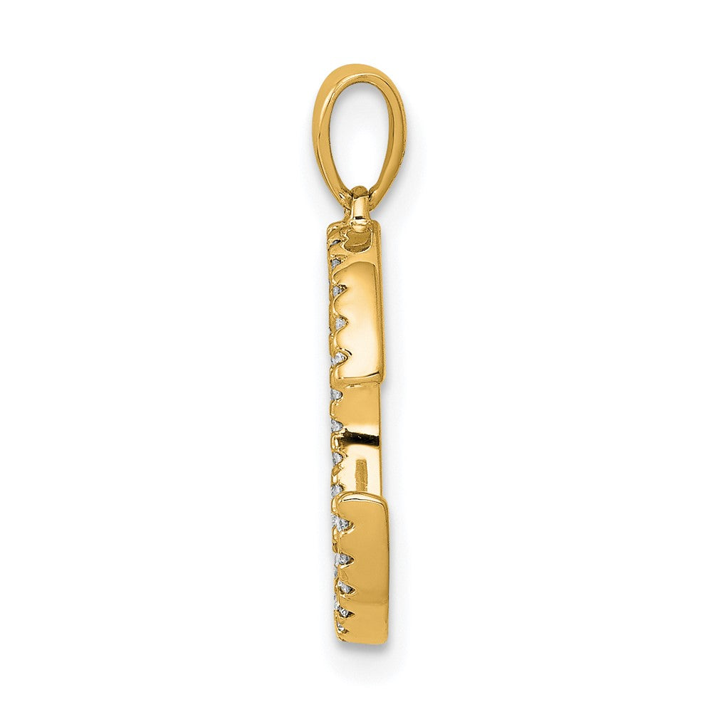 14K Yellow Gold Real Diamond Letter C Initial Pendant