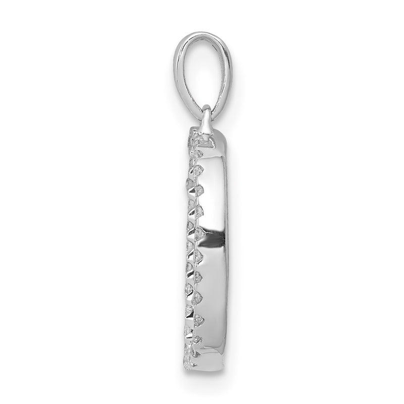 14K White Gold Real Diamond Letter D Initial Pendant