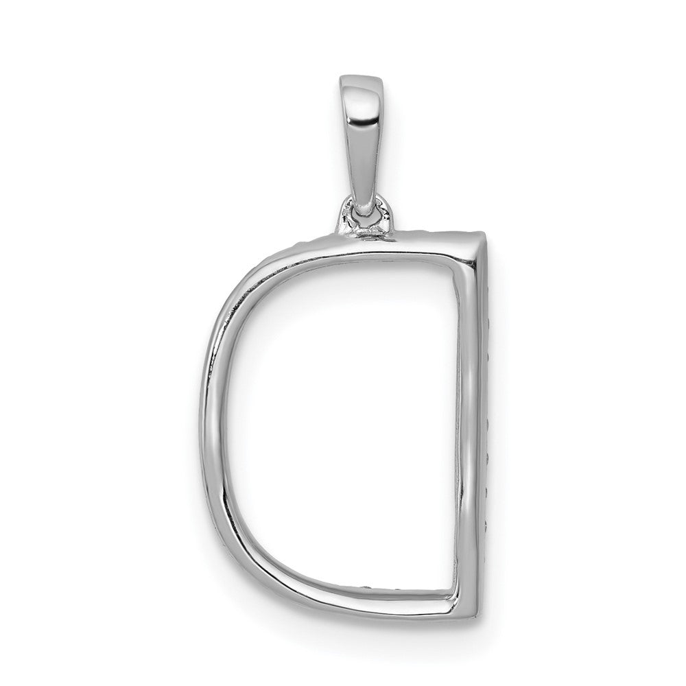 14K White Gold Real Diamond Letter D Initial Pendant