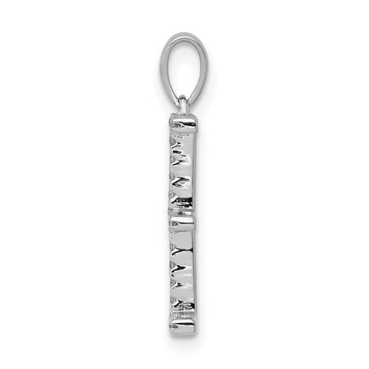 14K White Gold Real Diamond Letter E Initial Pendant