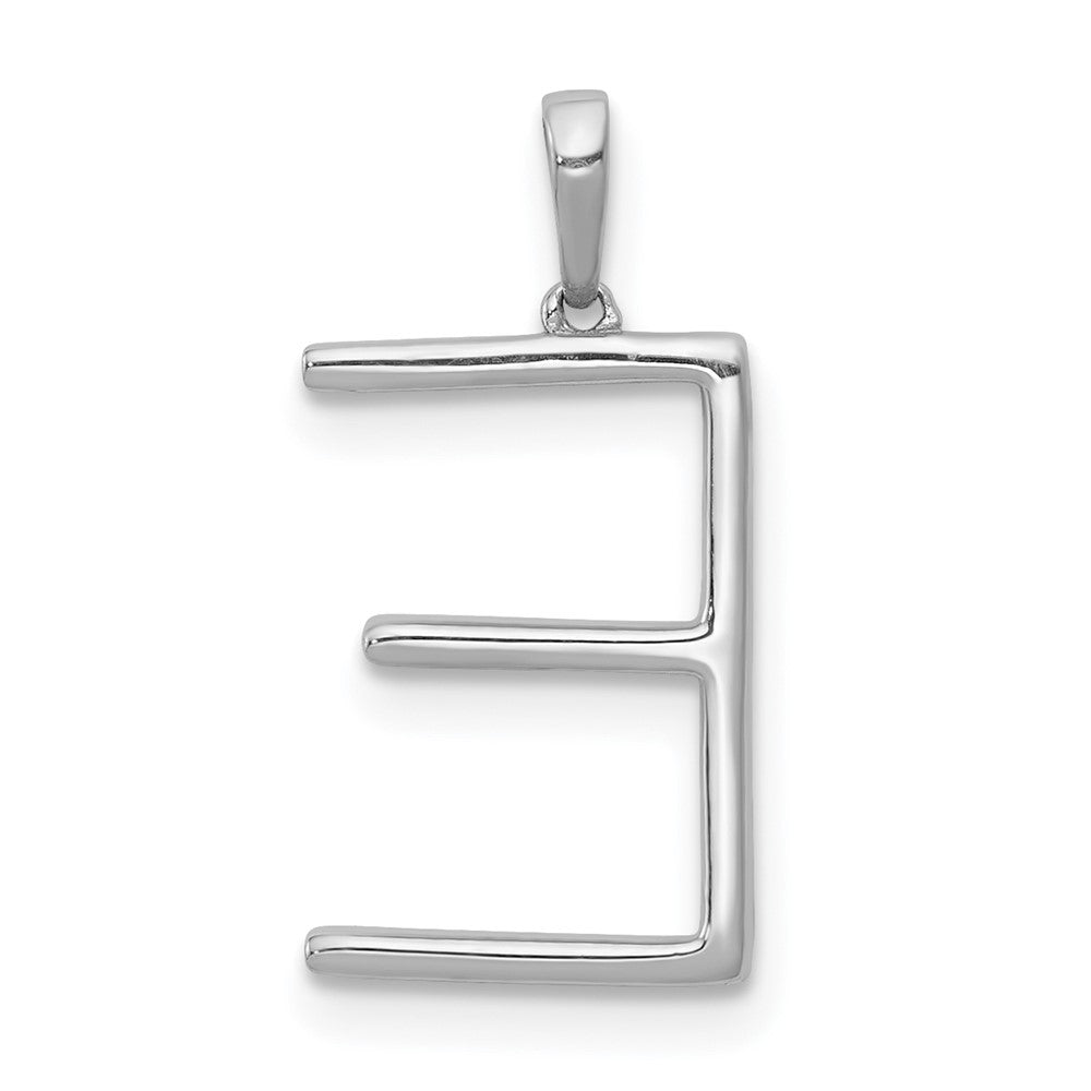 14K White Gold Real Diamond Letter E Initial Pendant