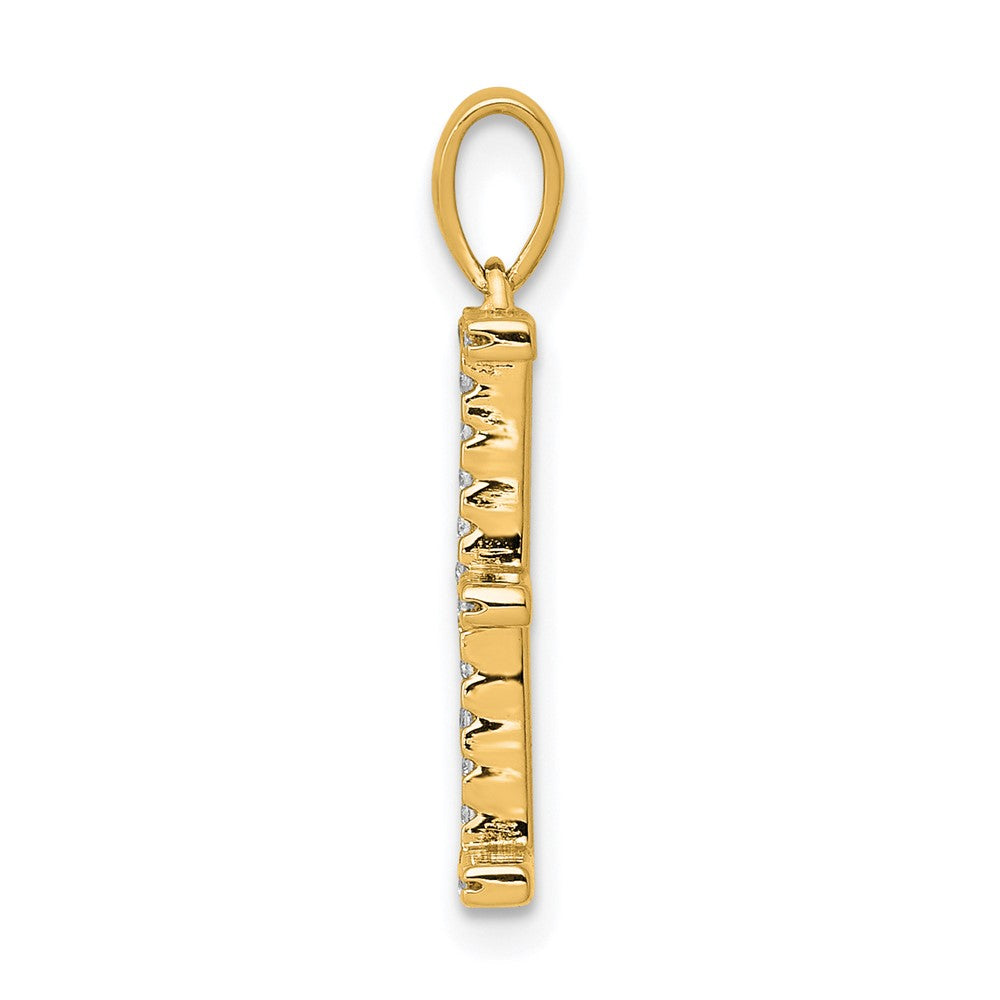 14K Yellow Gold Real Diamond Letter E Initial Pendant