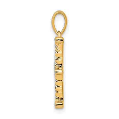 14K Yellow Gold Real Diamond Letter E Initial Pendant