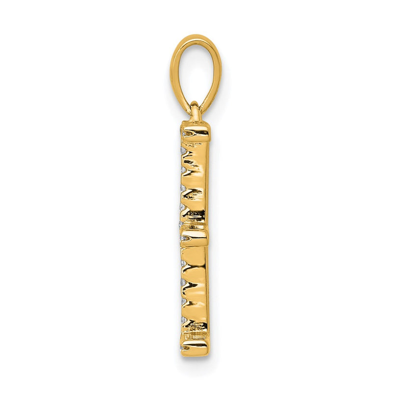 14K Yellow Gold Real Diamond Letter E Initial Pendant