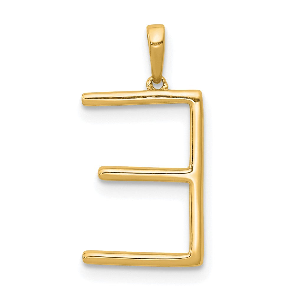 14K Yellow Gold Real Diamond Letter E Initial Pendant