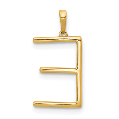14K Yellow Gold Real Diamond Letter E Initial Pendant